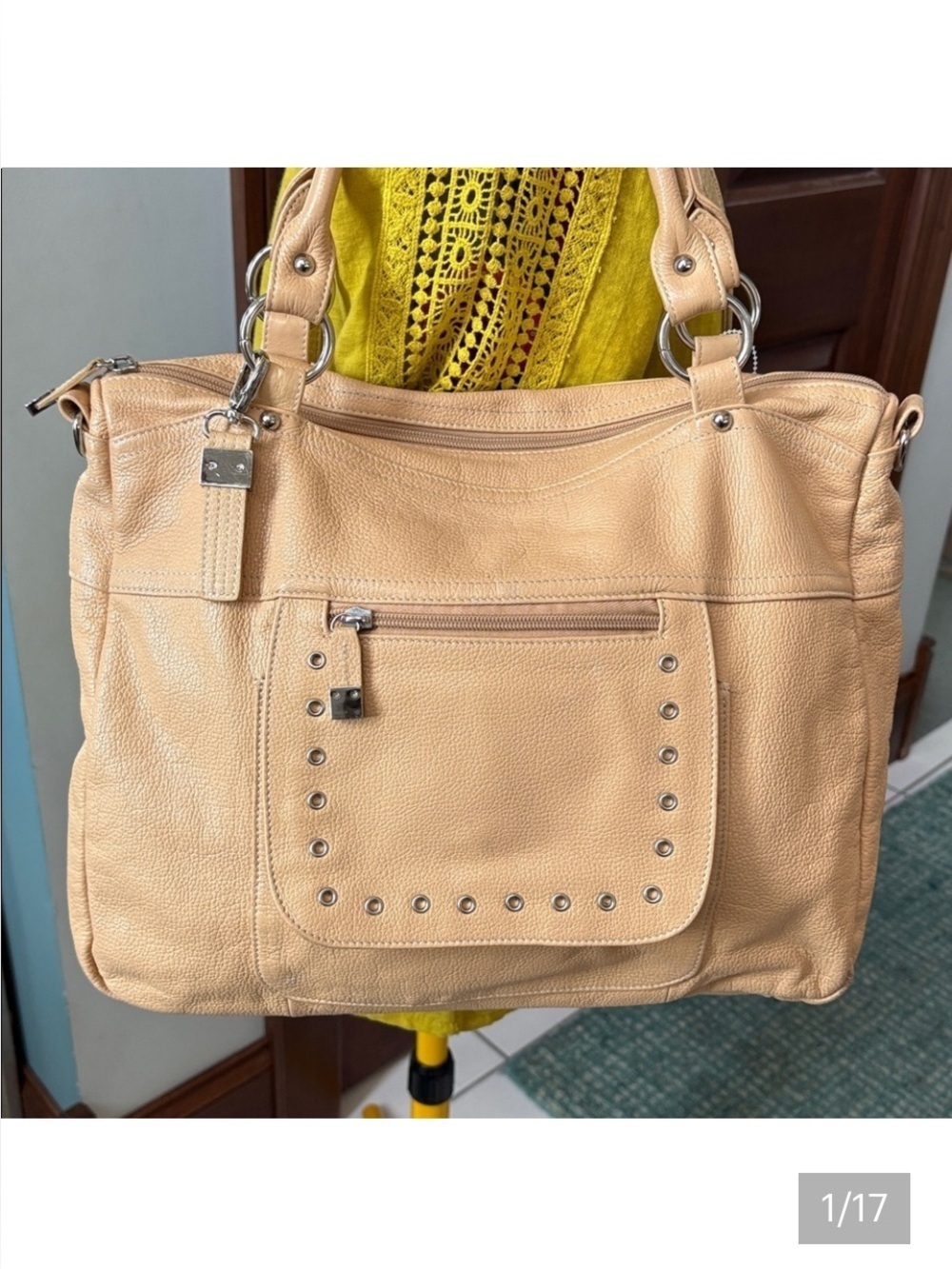 Buxton B Collection shoulder bag Crossbody bag  large satchel  leather goldn tan